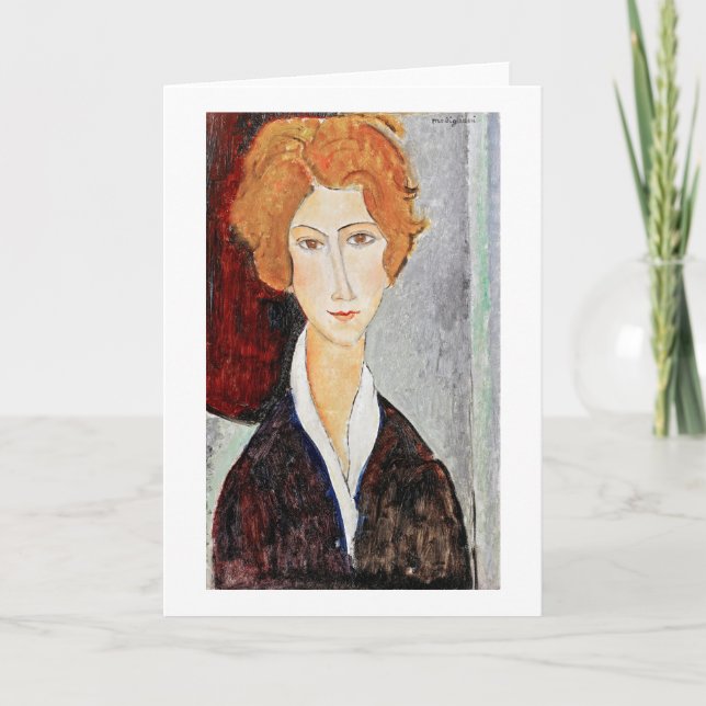 Tarjeta Retrato de mujer, Modigliani (Anverso)