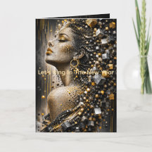 Retrato de mujer mosaico de oro y plata de lujo