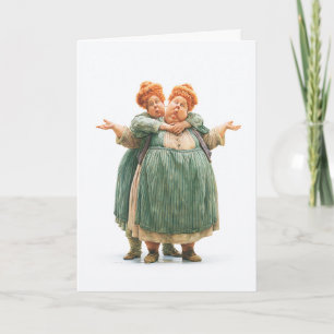 Tarjeta Retrato de mujeres gemelas caprichosas
