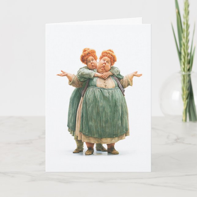 Tarjeta Retrato de mujeres gemelas caprichosas (Anverso)