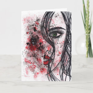 Tarjeta Retrato de niña abstracto grunge gótico en arte de