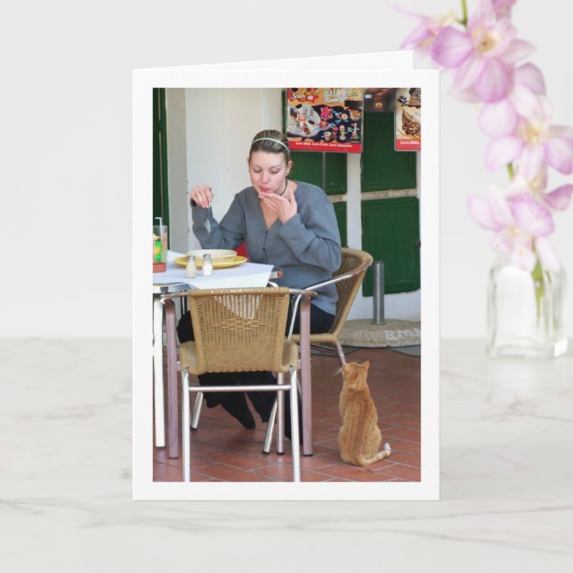 Tarjeta Retrato de niña con gato (Orquídea)