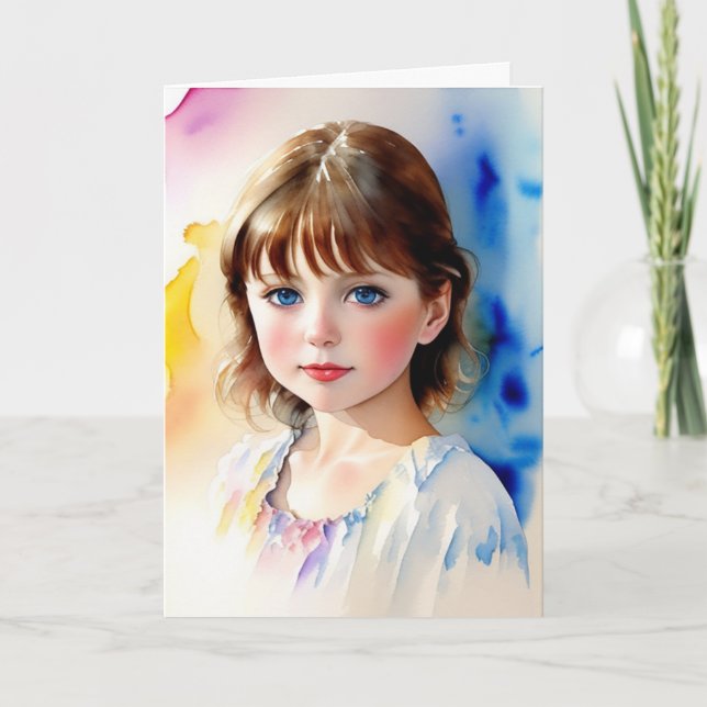 Tarjeta Retrato de Niña Pequeña (Anverso)