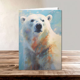 Tarjeta Retrato de oso polar blanco en tonos Guay