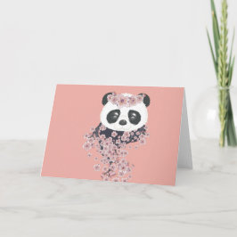 Tarjeta Retrato de panda personalizado con flores de Sakur