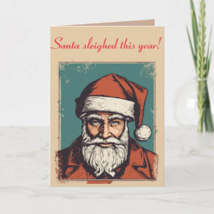 Tarjeta Retrato de Papá Noel Arte de Cultura Pulp