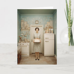 Tarjeta Retrato de pastel de cocina vintage
