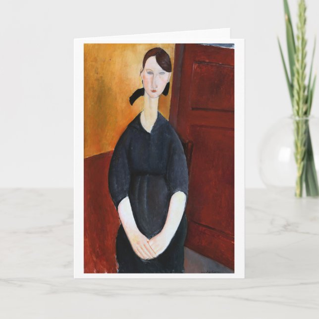 Tarjeta Retrato de Paulette Jourdain, Modigliani (Anverso)