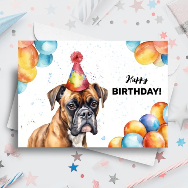 Tarjeta Retrato de perro de Boxer Fiesta Mascota lindo fel (Subido por el creador)