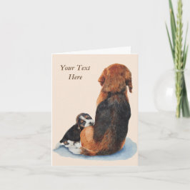 Tarjeta retrato de perro de mamá con cachorro beagle muy l