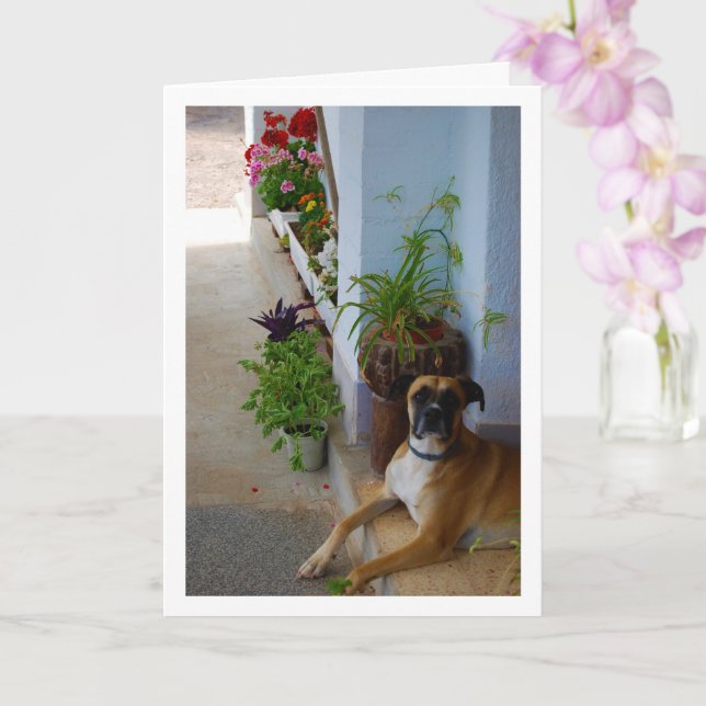 Tarjeta Retrato de perro floral (Orquídea)