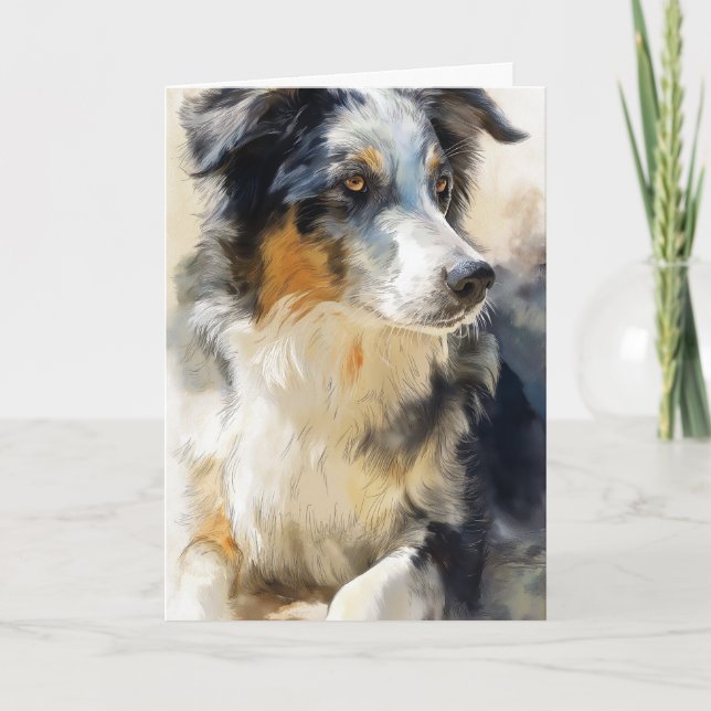 Tarjeta retrato de perro pastor australiano (Anverso)