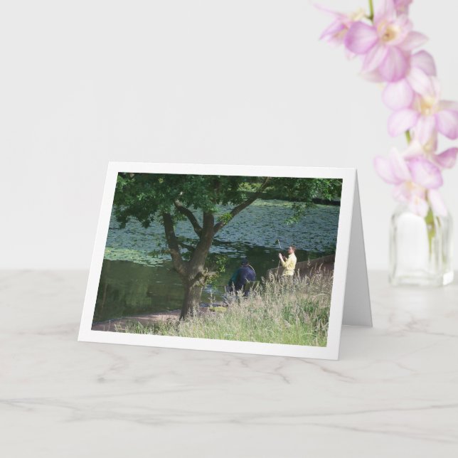 Tarjeta Retrato de pesca con abuelo (Orquídea)