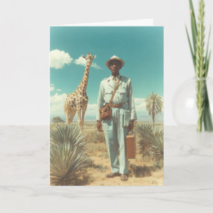 Tarjeta Retrato de safari estilizado jirafa paisaje desért