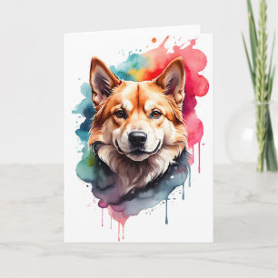 Tarjeta Retrato de salpicaduras de perro en acuarela linda