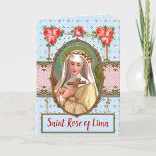 Tarjeta Retrato de Santa Rosa cubierto de rosas (M 024a)