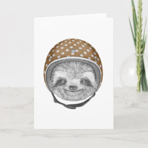 Tarjeta Retrato De Sloth   Casco de motocicleta