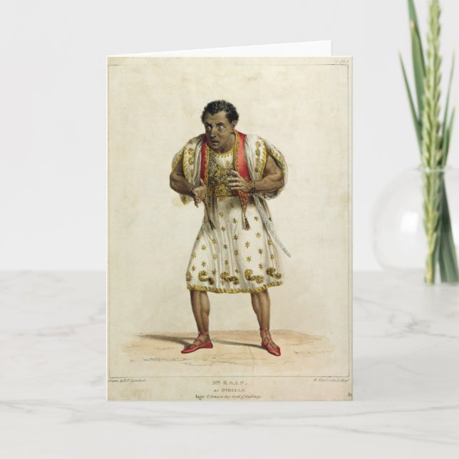 Tarjeta Retrato de Sr. Edmund Kean como Othello (Anverso)