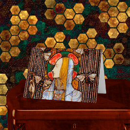 Tarjeta Retrato de Sta. Gobnait, Patrona de las Abejas,