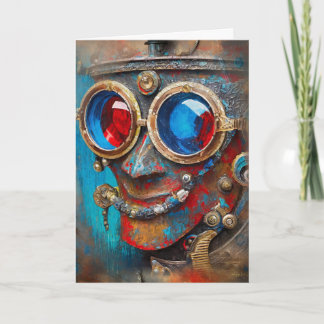 Tarjeta Retrato de Steampunk El Hombre de Hojalata con cit