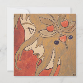 Tarjeta Retrato de un bello Chica en rojo (Art Nouveau)