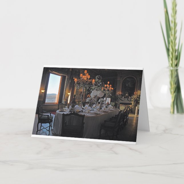 Tarjeta Retrato de un comedor de vacaciones en blanco dent (Anverso)