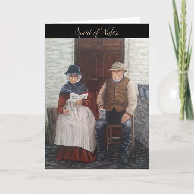 Tarjeta "Retrato de un viejo Galés Couple (Anverso)