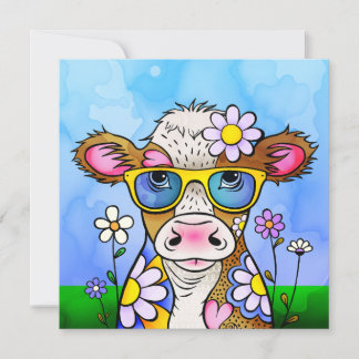 Tarjeta Retrato de Vaca Doodle