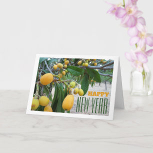 Tarjeta retrato del árbol de níspero