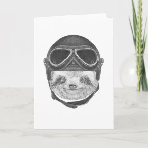 Tarjeta Retrato del casco del vintage de la pereza el  