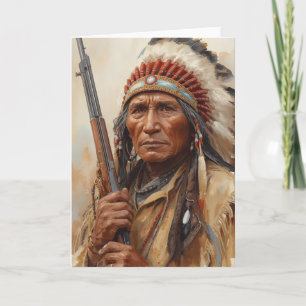 Tarjeta Retrato del jefe indio Geronimo guerrero