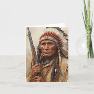 Tarjeta Retrato del jefe indio Geronimo guerrero
