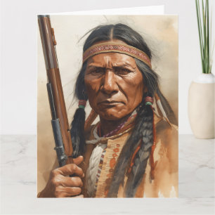 Tarjeta Retrato del jefe indio Geronimo guerrero