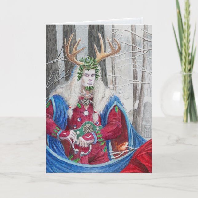 Tarjeta Retrato detallado del Rey Holly Celta (Anverso)