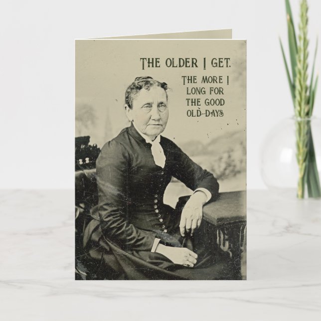 Tarjeta Retrato divertido de anciana para cumpleaños de an (Anverso)