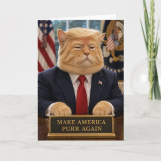 Tarjeta Retrato Divertido de Gato Trump – Haz que América 