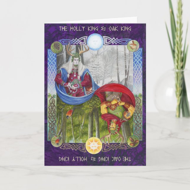 Tarjeta Retrato doble del Rey Roble y el Rey Holly (Anverso)