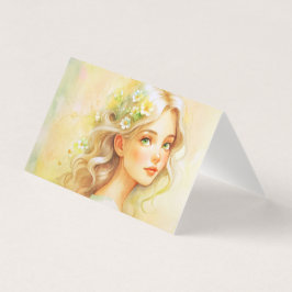 Tarjeta retrato en acuarela Art Nouveau