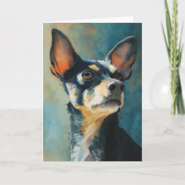 Tarjeta retrato en acuarela de chihuahua negro y marrón