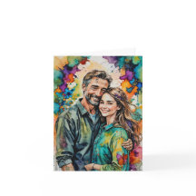 Retrato en acuarela de padre e hija: colorido