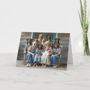 Tarjeta Retrato familiar de perros de humor de cumpleaños