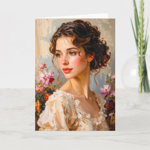 Tarjeta Retrato femenino romántico arte moderno