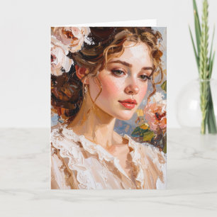 Tarjeta Retrato femenino romántico arte moderno