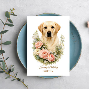 Tarjeta Retrato Floral de Labrador