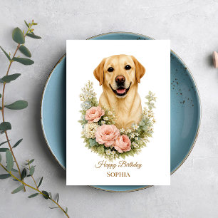 Tarjeta Retrato Floral de Labrador