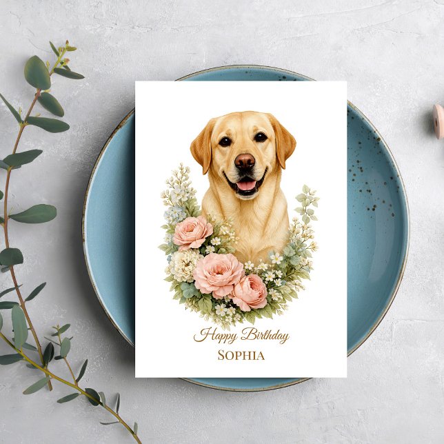 Tarjeta Retrato Floral de Labrador (Subido por el creador)