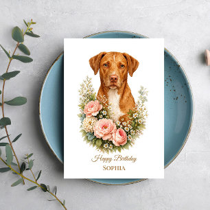 Tarjeta Retrato Floral de Vizsla