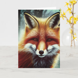 Tarjeta Retrato Fluffy Red Fox