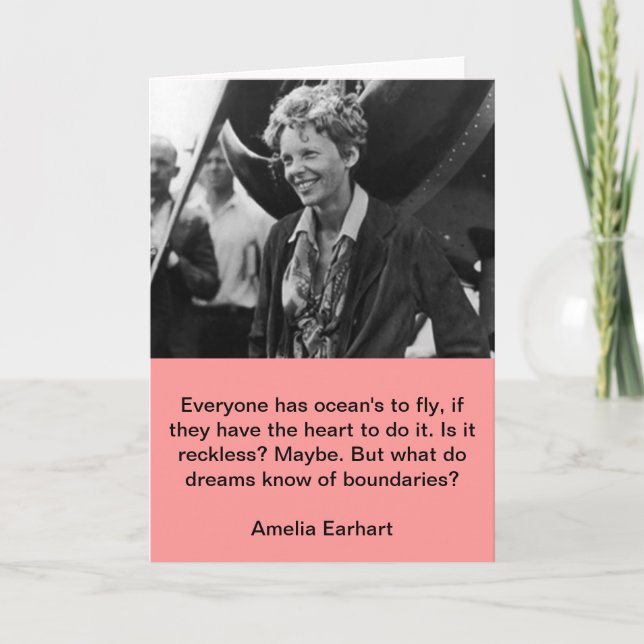 Tarjeta Retrato fotográfico de Amelia Earhart (Anverso)