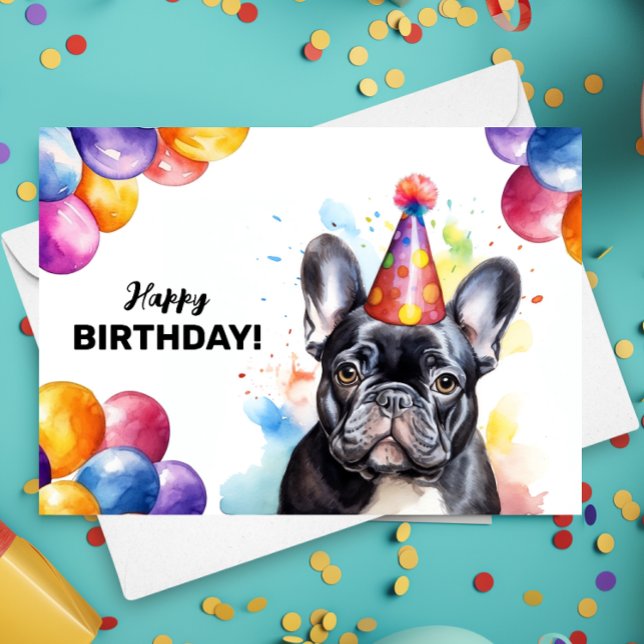 Tarjeta Retrato francés de Bulldog Frenchie Feliz cumpleañ (Subido por el creador)